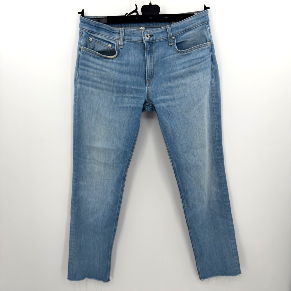 Rag Bone New York Dre Low-Rise Slim Boyfriend Jeans Light‎ Wash Size 29 Raw Hem